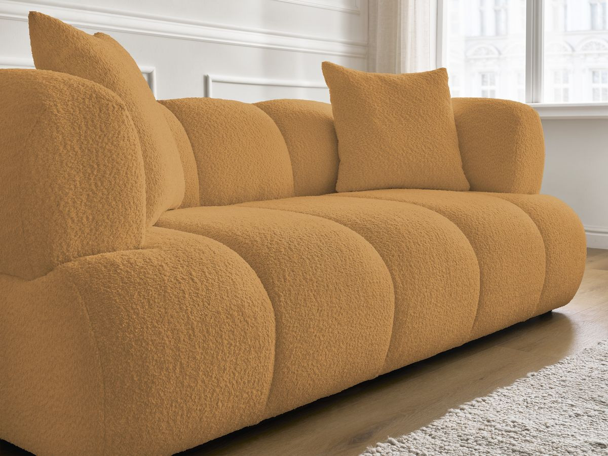 Bobochic Pamira Sofa 2-Sitzer Bouclé-Stoff Gelb