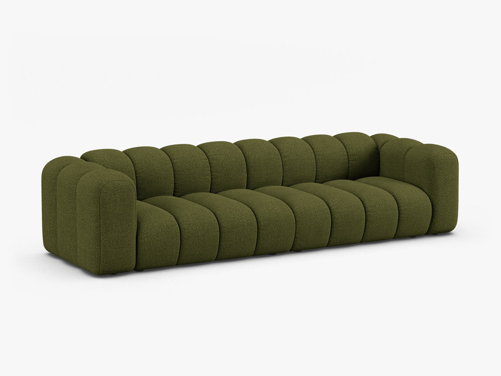 Micadoni Modulares Sofa Lupine 4-Sitzer Boucle Baloo Dunkel-Olivgrün