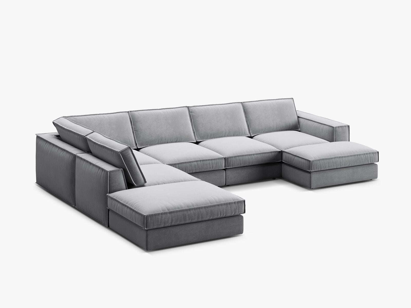 Micadoni modulares Panorama Ecksofa Pola 5-Sitzer Links Samt Salvador Grau