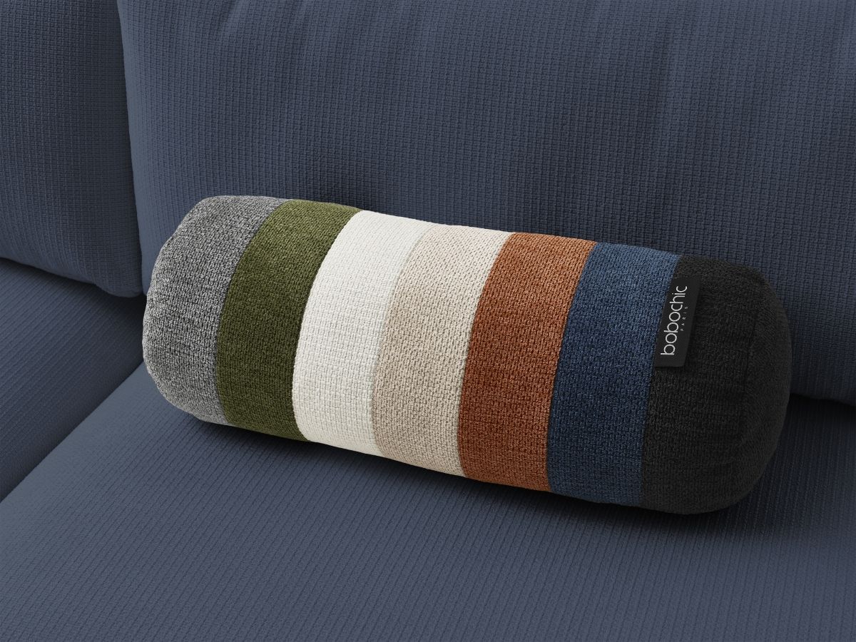 Bobochic Ezechiel Schlafsofa 3-Sitzer mit Bettkasten Melange-Stoff Dunkelblau