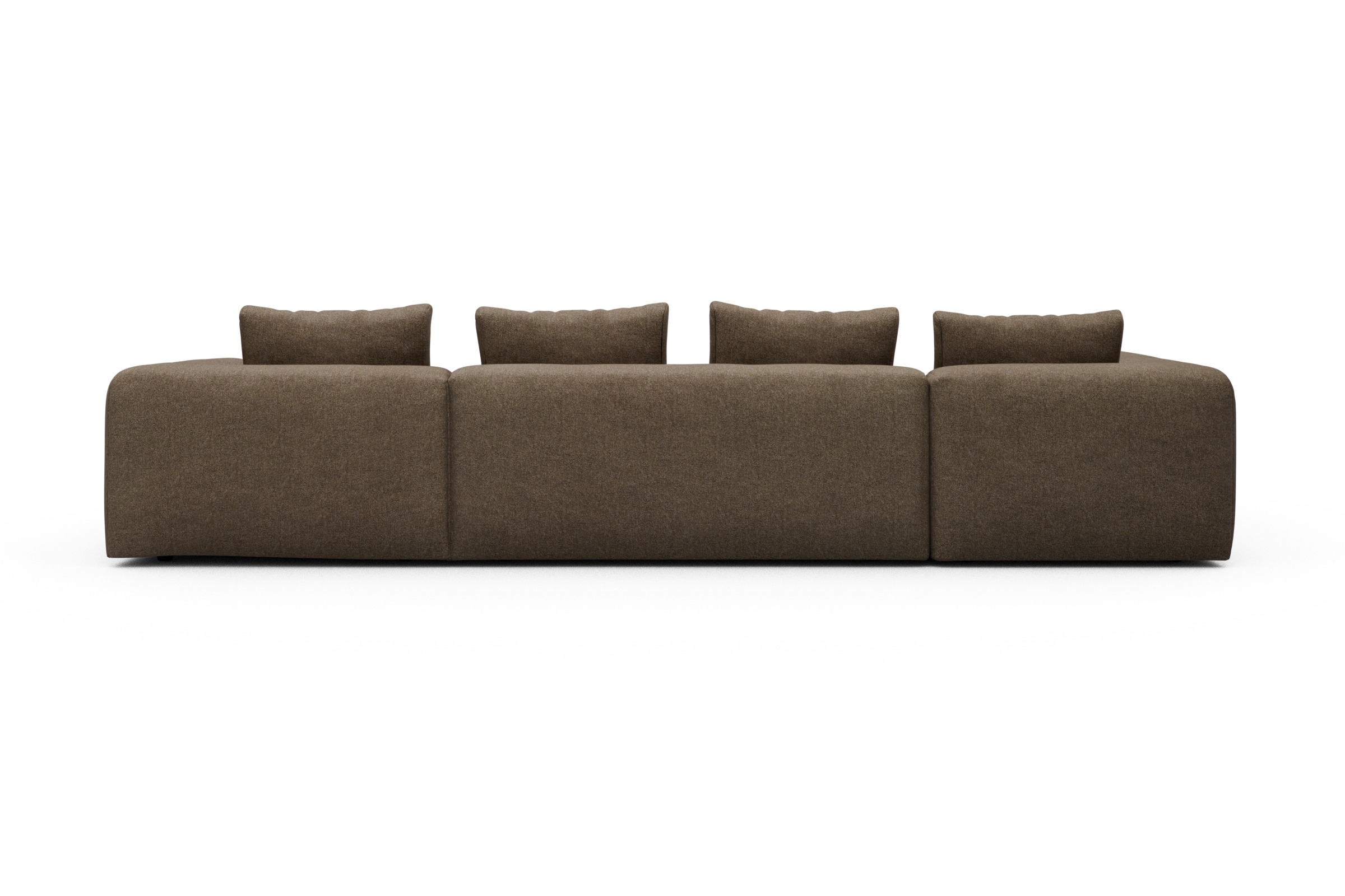 Wohnlandschaft Fred Chaiselongue rechts mit 2-Sitzer und lange Armlehne links Aivi-Khaki-Brown