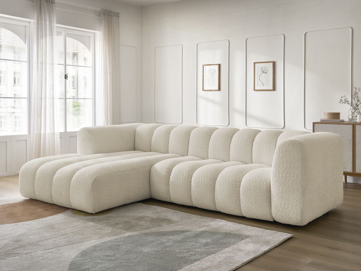 Bobochic Talia Ecksofa Bouclé-Stoff Beige Ecke links