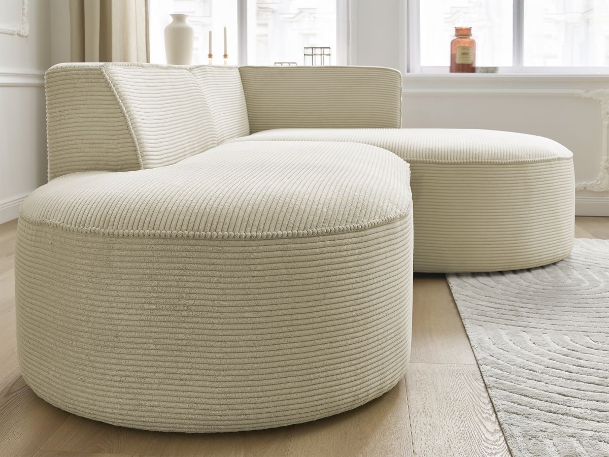Bobochic Rousseau Ecksofa Cordsamt Beige Ecke rechts