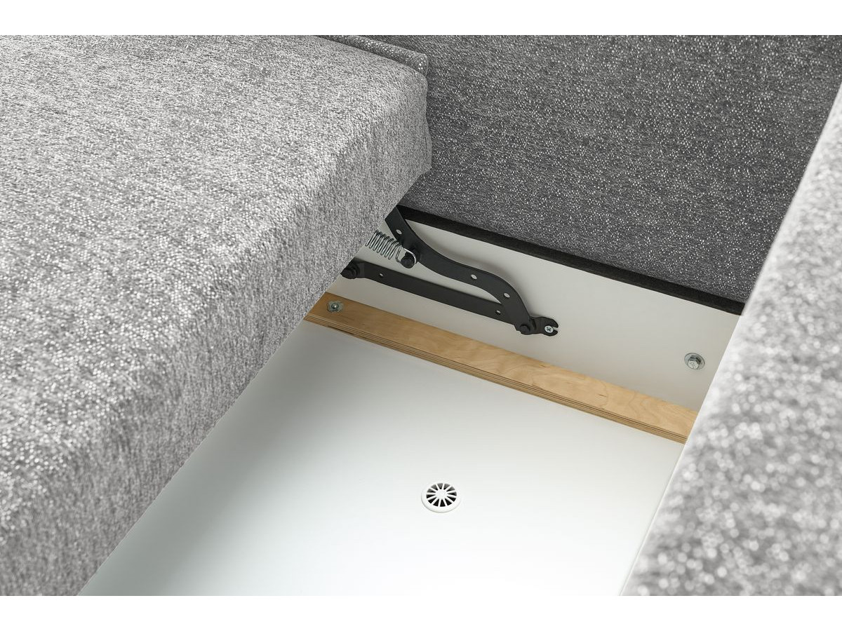 Bobochic Emile Schlafsofa 3-Sitzer mit Bettkasten Melange-Stoff Hellgrau