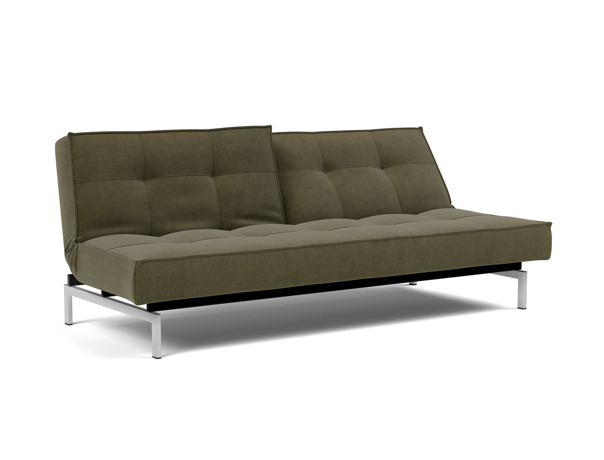 Schlafsofa Splitback Kord Cordufine 316-Pine-Green Beine Chrom