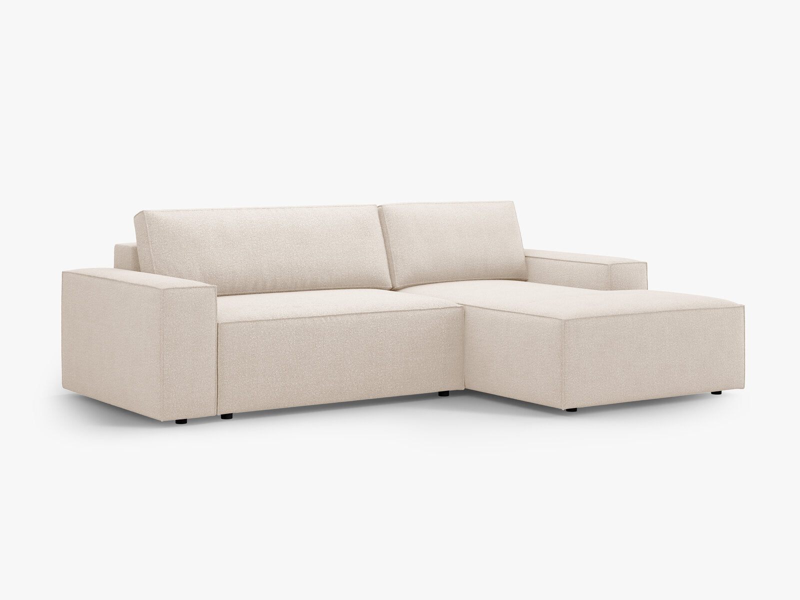 Micadoni Schlaf-Ecksofa Jodie 3-Sitzer Rechts Boucle Beige
