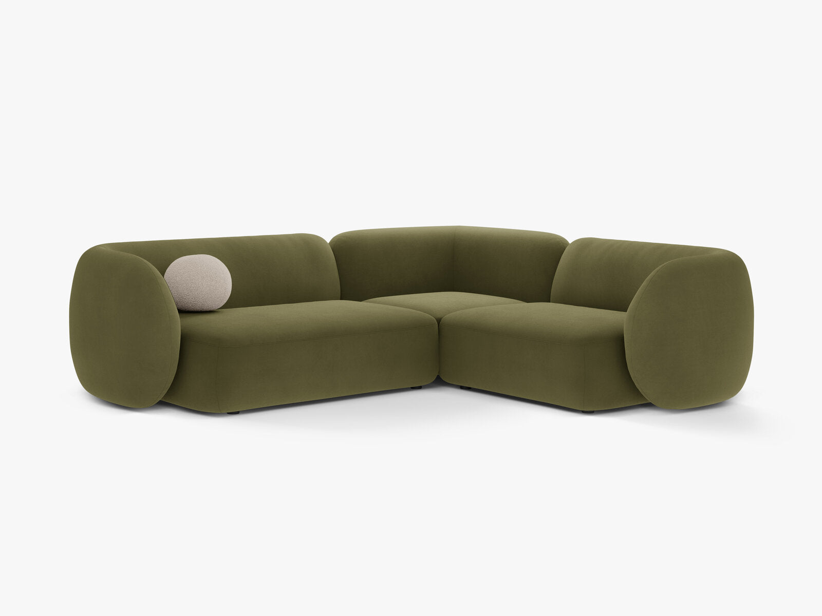 Micadoni Ecksofa Kate 4-Sitzer Rechts Samt Grün