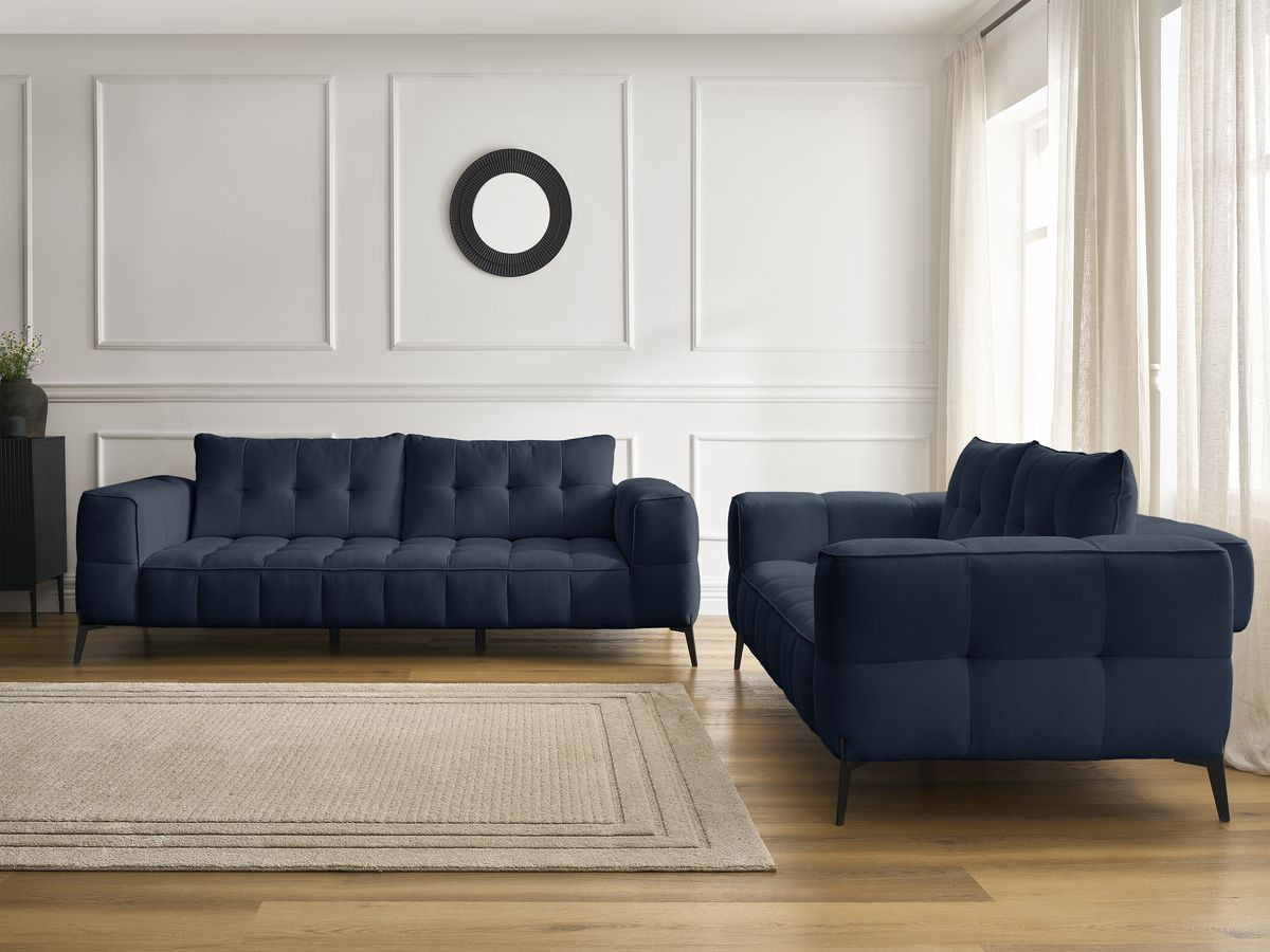 Bobochic Anis Sofa-Set 3- und 2-Sitzer Strukturstoff Blau