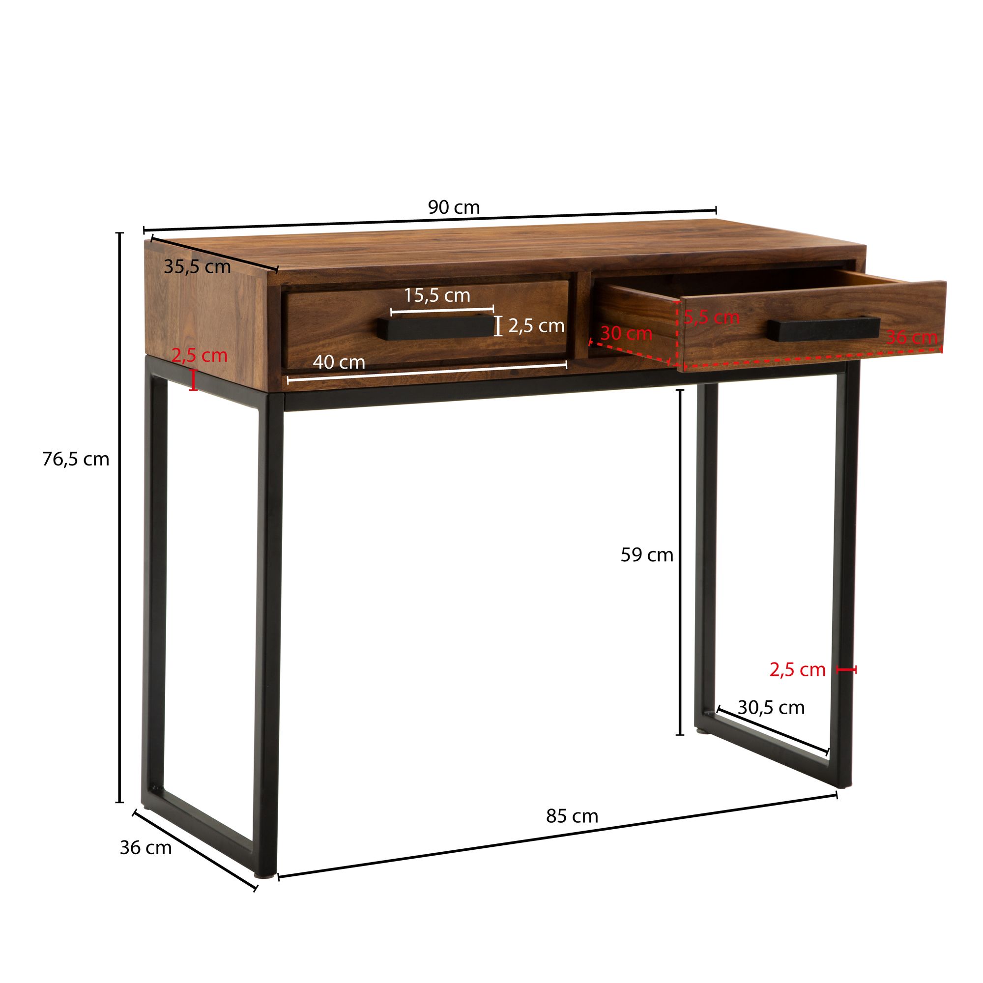 Konsolentisch Vildbjerg Massivholz Braun 90 × 35,5 × 76,5 cm