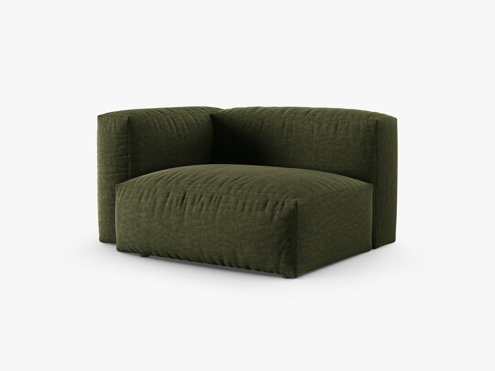 Micadoni Eckmodul mit Armlehne Martina 1-Sitzer 90cm Sitztiefe Links Strukturierter Stoff Boston Grün
