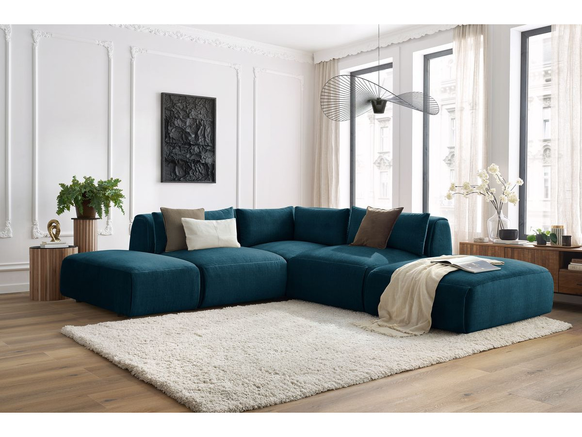 Bobochic Jeanne Ecksofa 271 × 300 cm Samt Dunkelblau