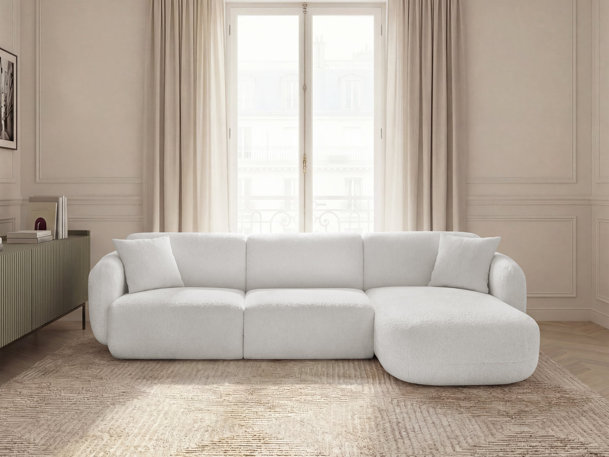 Bobochic Anda Ecksofa 292 × 163 cm Chenille Weiß Ecke rechts