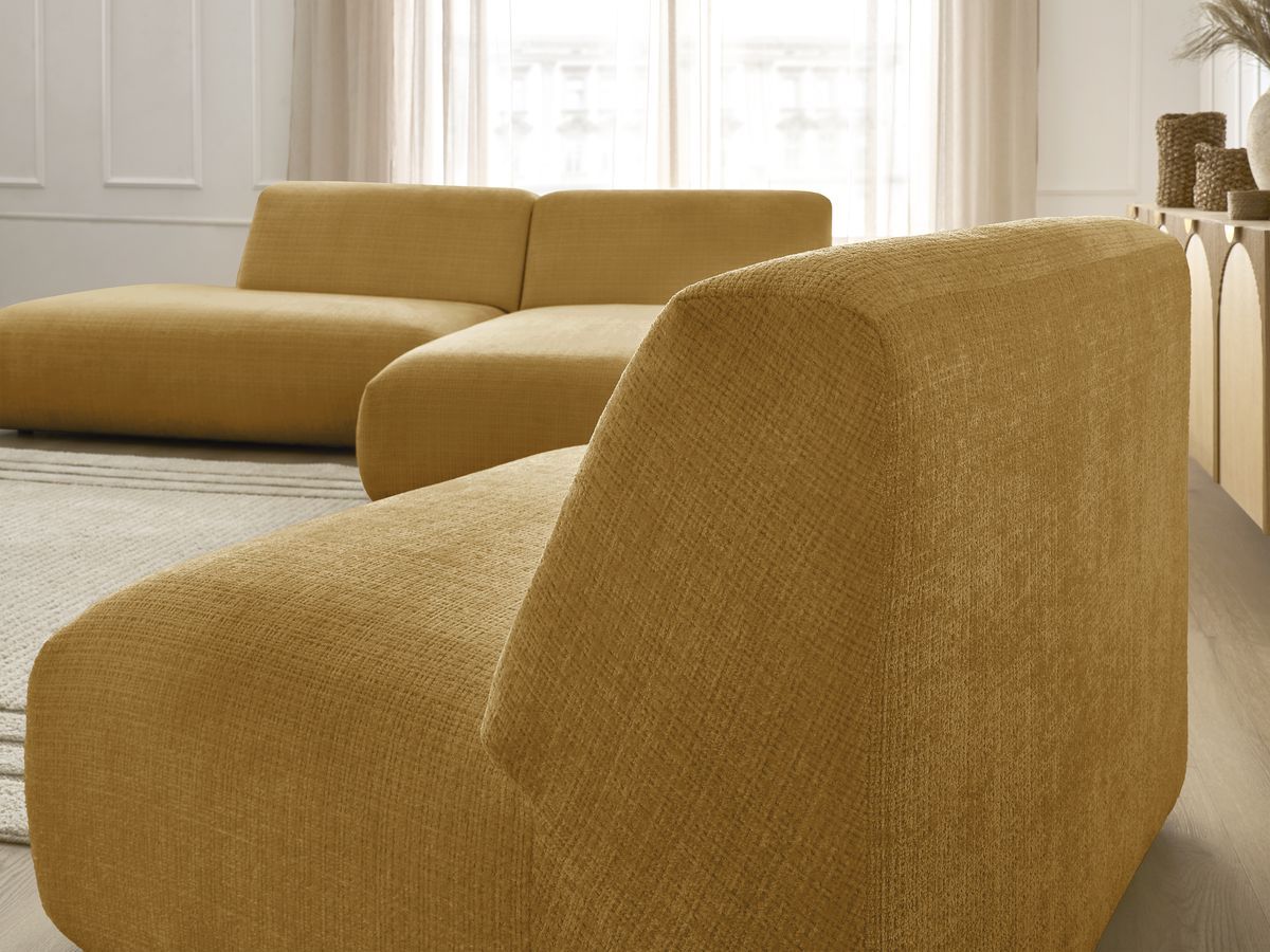 Bobochic Sirius Ecksofa 405 × 170 cm Strukturstoff Gelb Ecke rechts