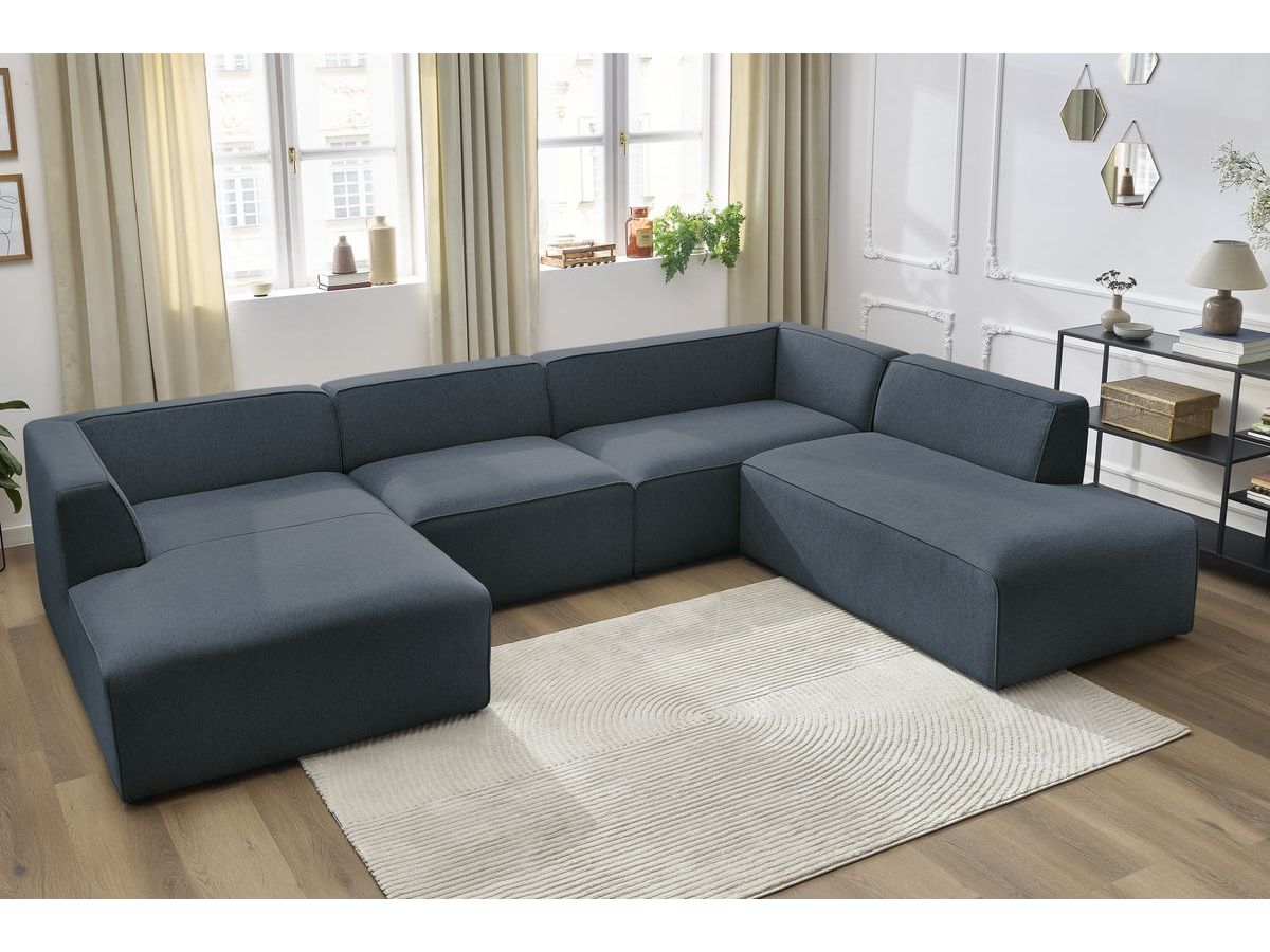 Bobochic Megeve Wohnlandschaft Melange-Stoff Dunkelblau Ecke links
