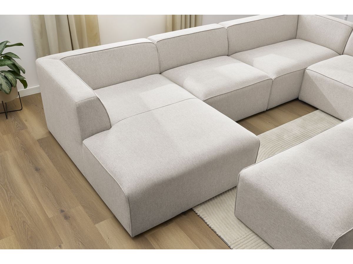 Bobochic Megeve Wohnlandschaft mit Pouf Melange-Stoff Beige Ecke links