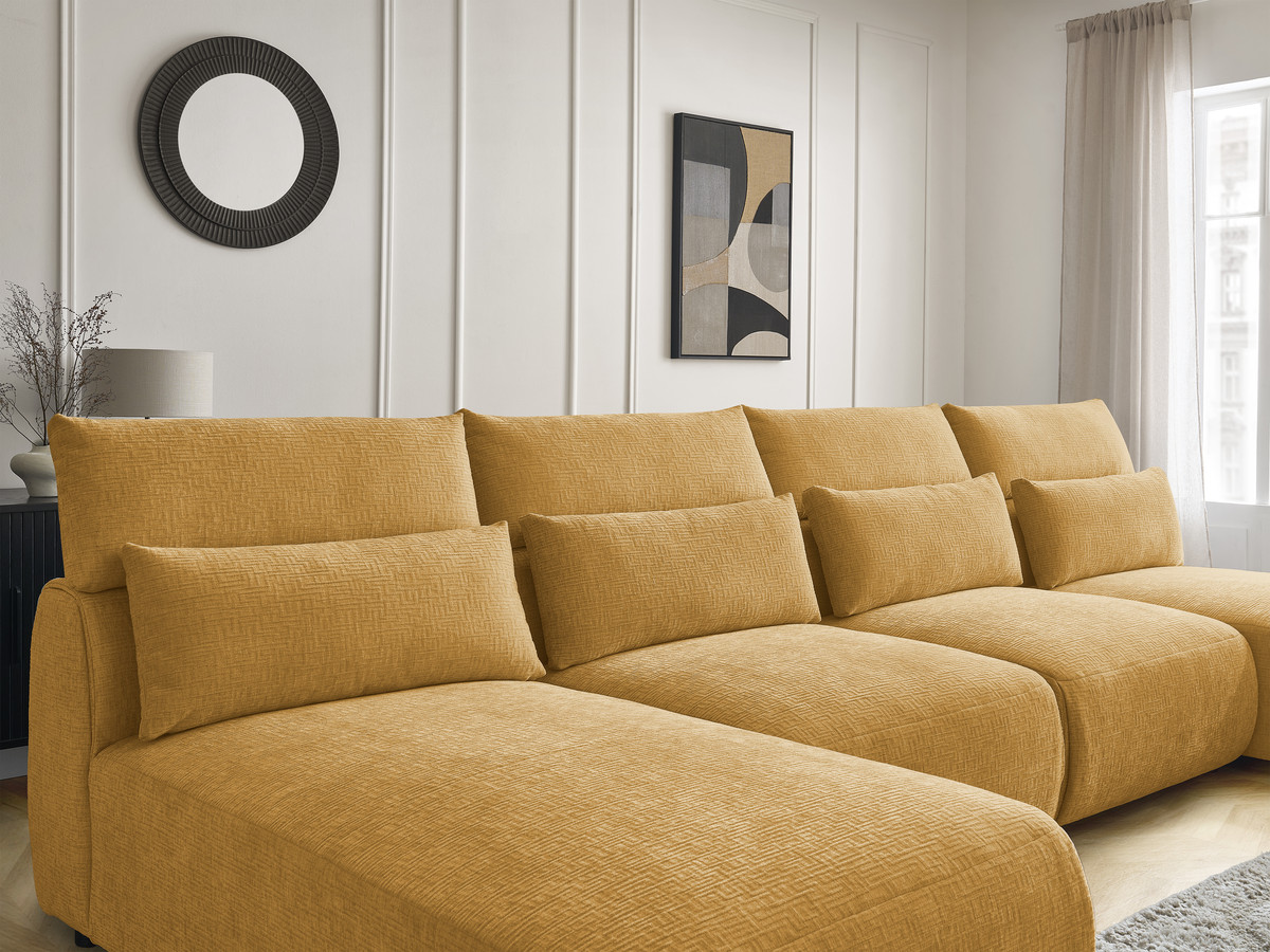 Bobochic Jana Wohnlandschaft mit kleinem Pouf Strukturstoff Gelb