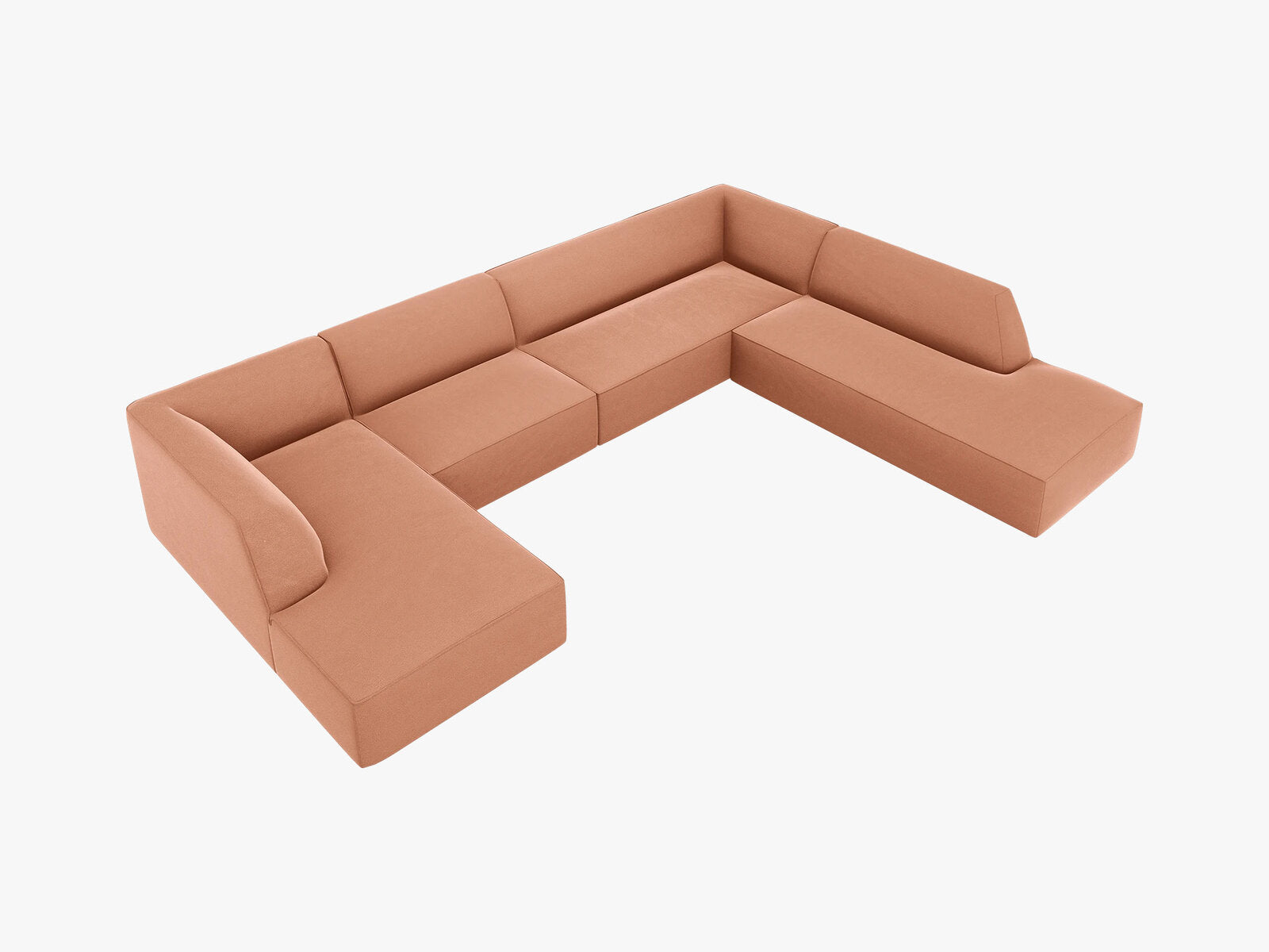 Micadoni Panorama-Ecksofa Ruby 7-Sitzer Rechts Samt Salvador Rosa