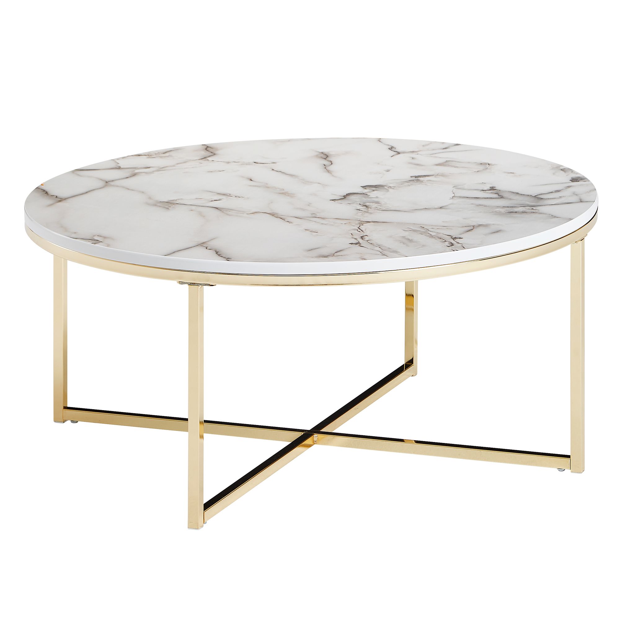 Couchtisch Fosna Marmoroptik Weiß Ø 80 cm