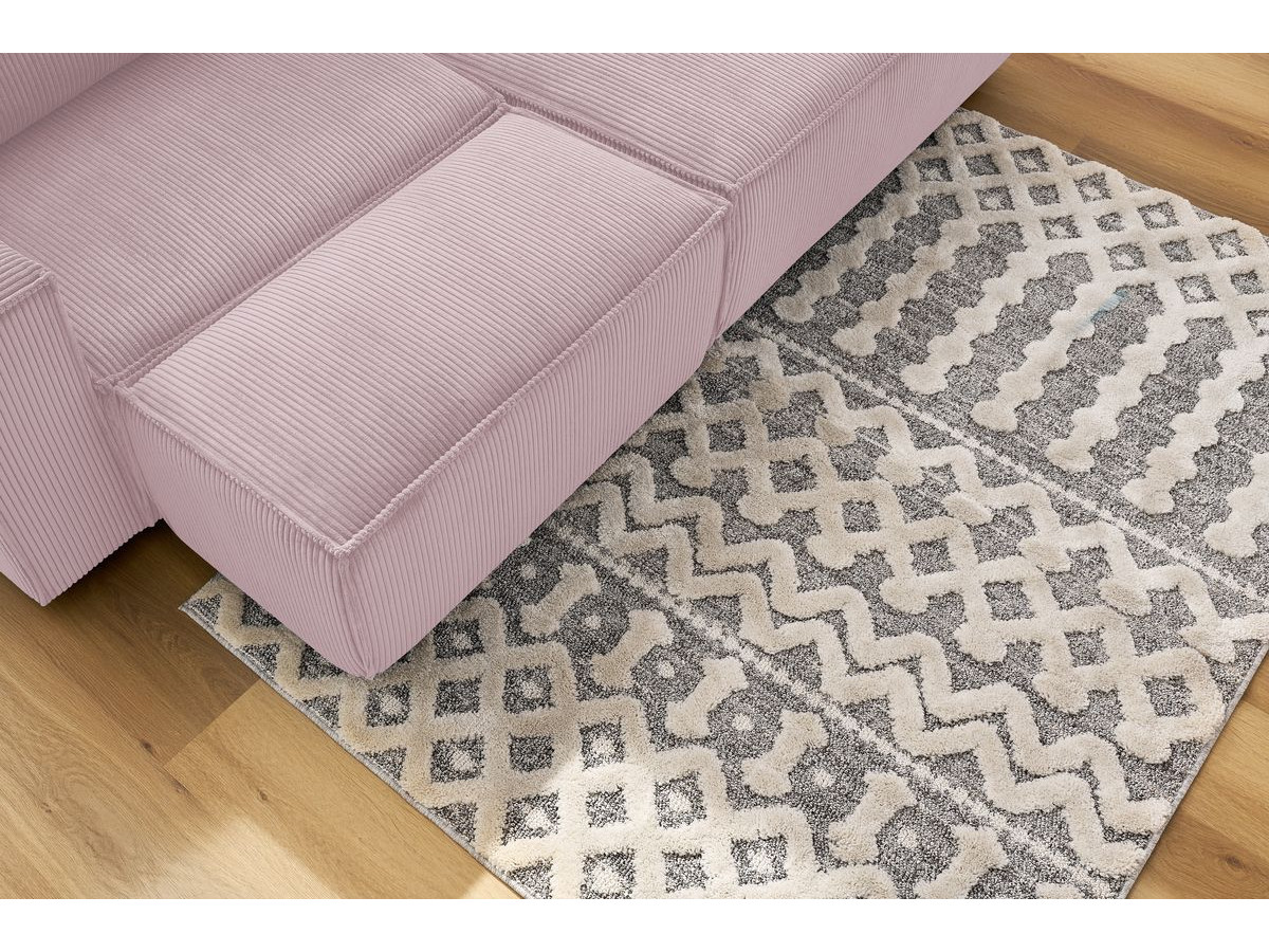 Bobochic Nihad Ecksofa mit Pouf Cordsamt Violett Ecke rechts