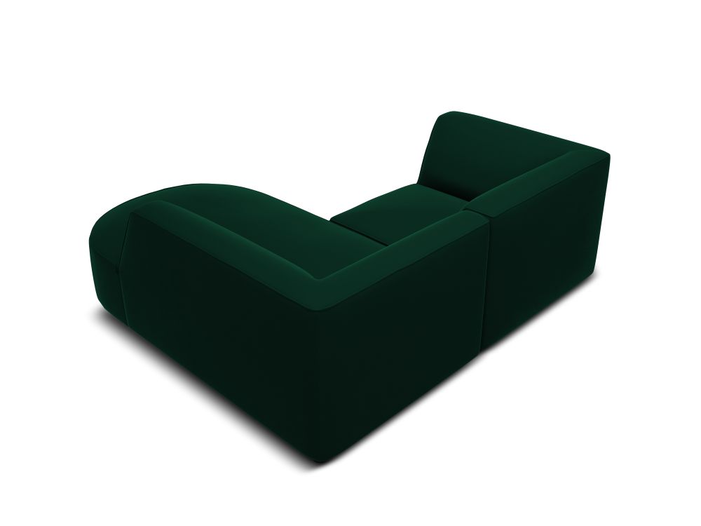 Cosmopolitan Design Ecksofa Siena 3-Sitzer abgerundet Samt Salvador Flaschengrün Rechts