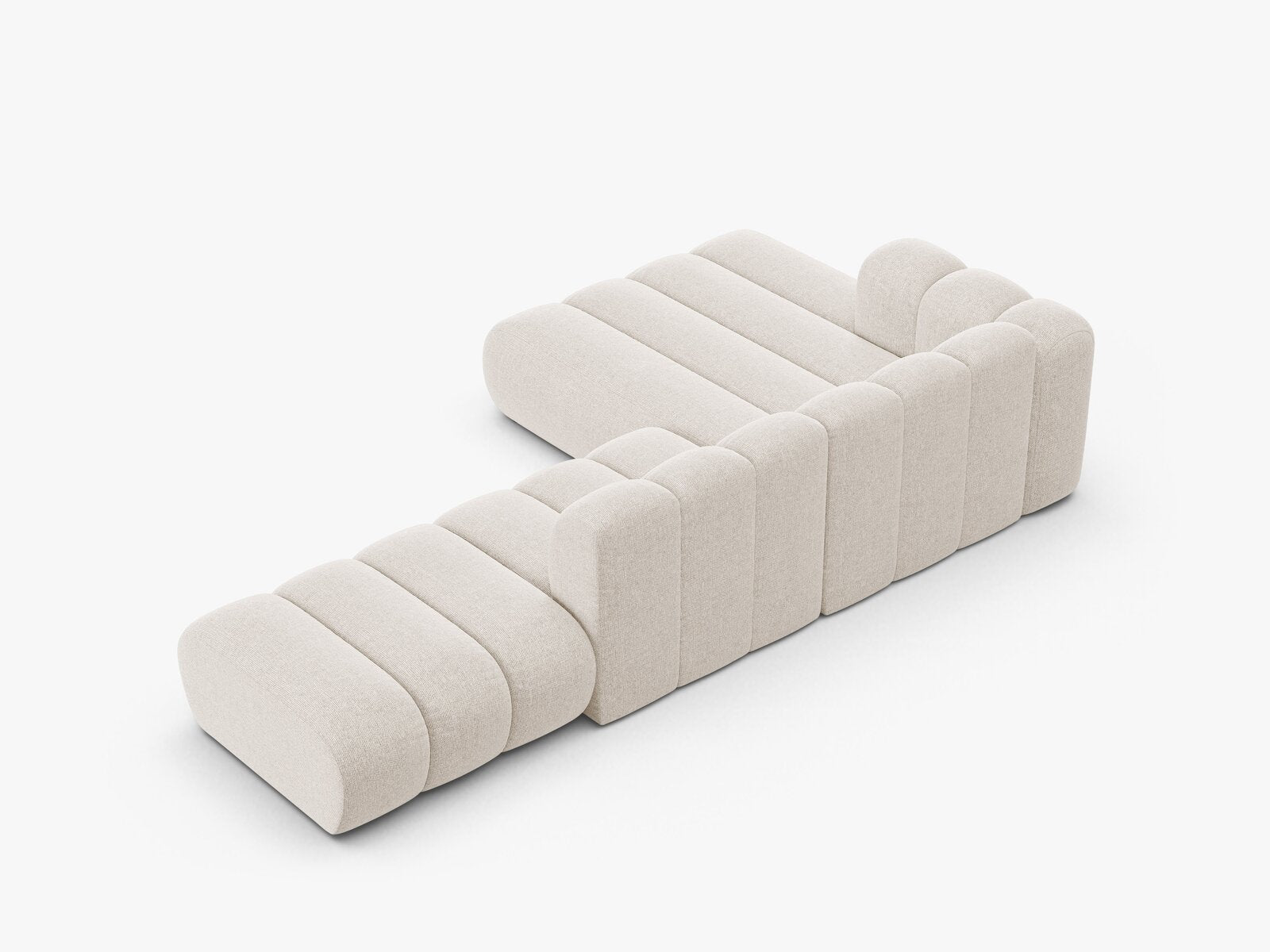 Micadoni Modulares Ecksofa offen Lupine 5-Sitzer Links Chenille Eden Helles Beige