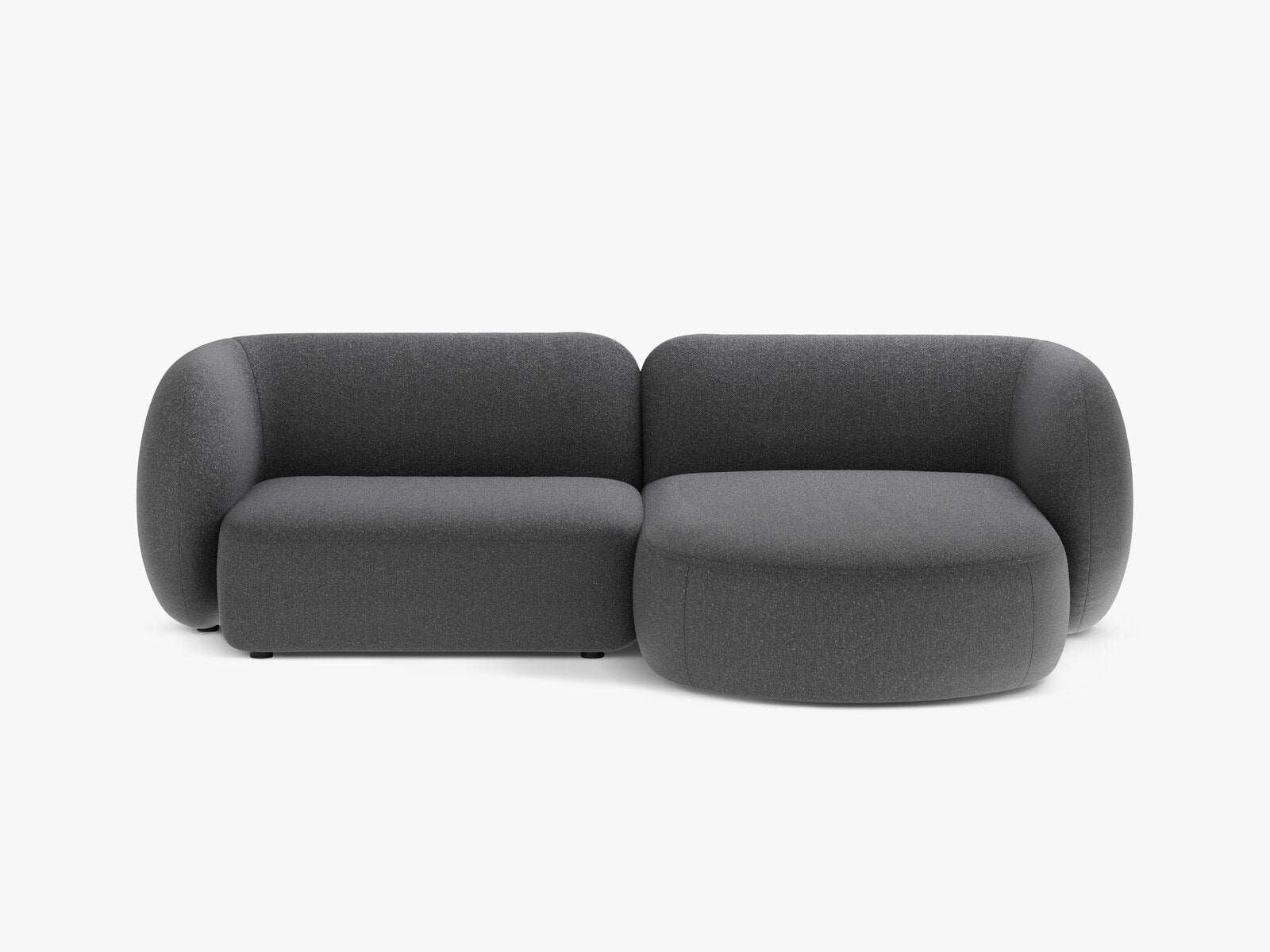 Micadoni Ecksofa Kate 2-Sitzer Rechts Strukturierter Stoff Dunkelgrau Melange