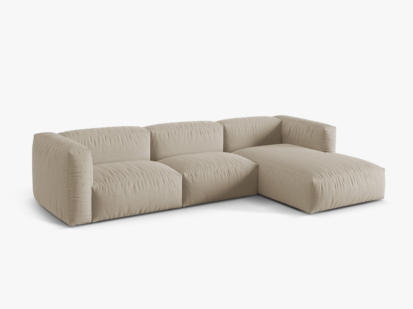 Micadoni Ecksofa Martina 3-Sitzer Rechts Strukturierter Stoff Boston Helles Beige