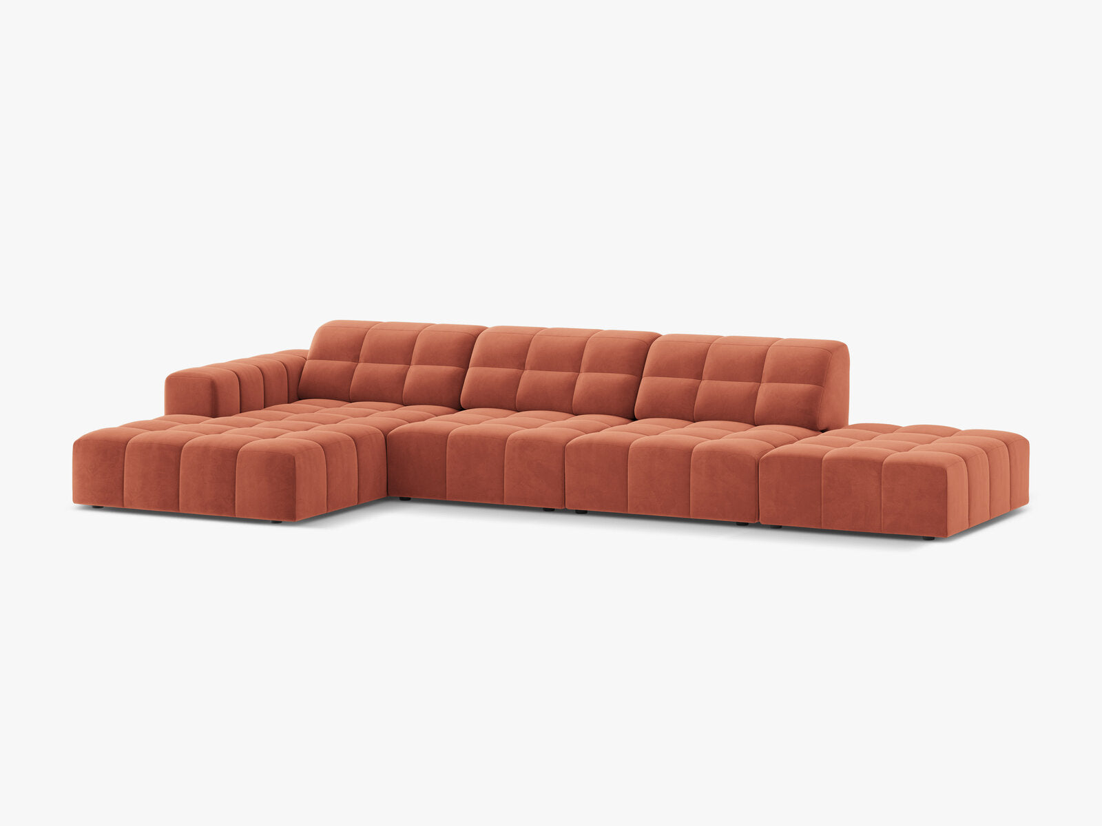 Micadoni Ecksofa Jennifer 5-Sitzer Links Samt Venus Koralle