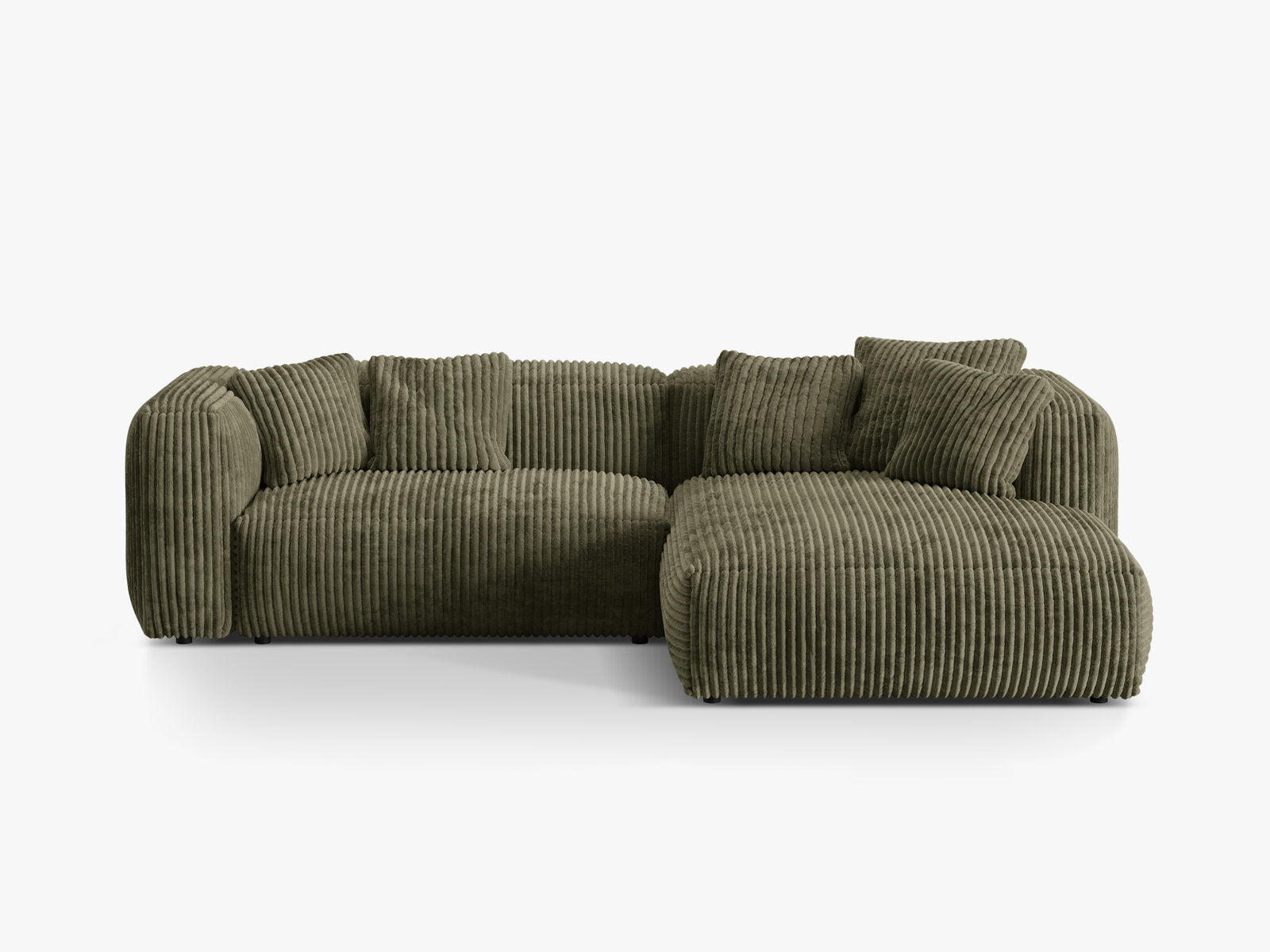 Micadoni Ecksofa Martina 2-Sitzer Rechts Kord Tilia Moßgrün