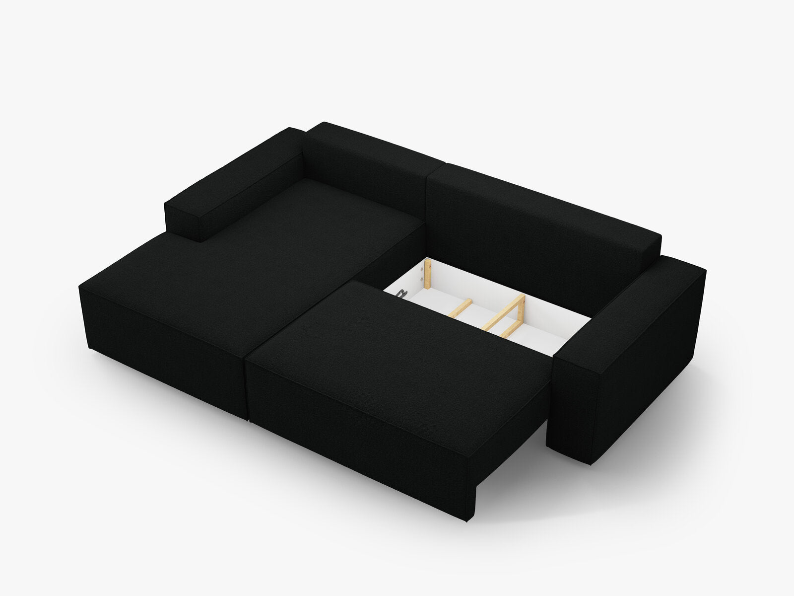 Micadoni Schlaf-Ecksofa Jodie 3-Sitzer Links Boucle Schwarz