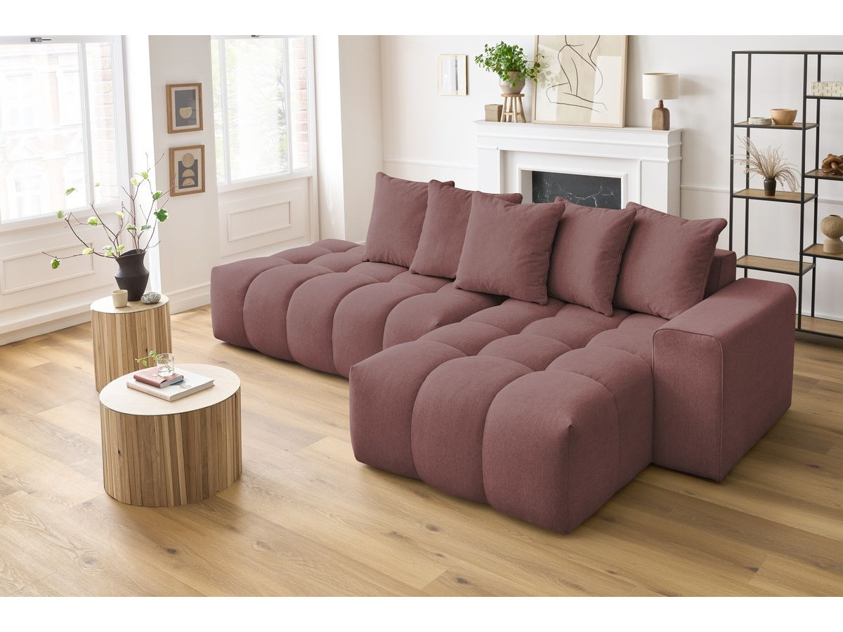 Bobochic Mont-blanc Ecksofa Melange-Stoff Rosa Ecke rechts