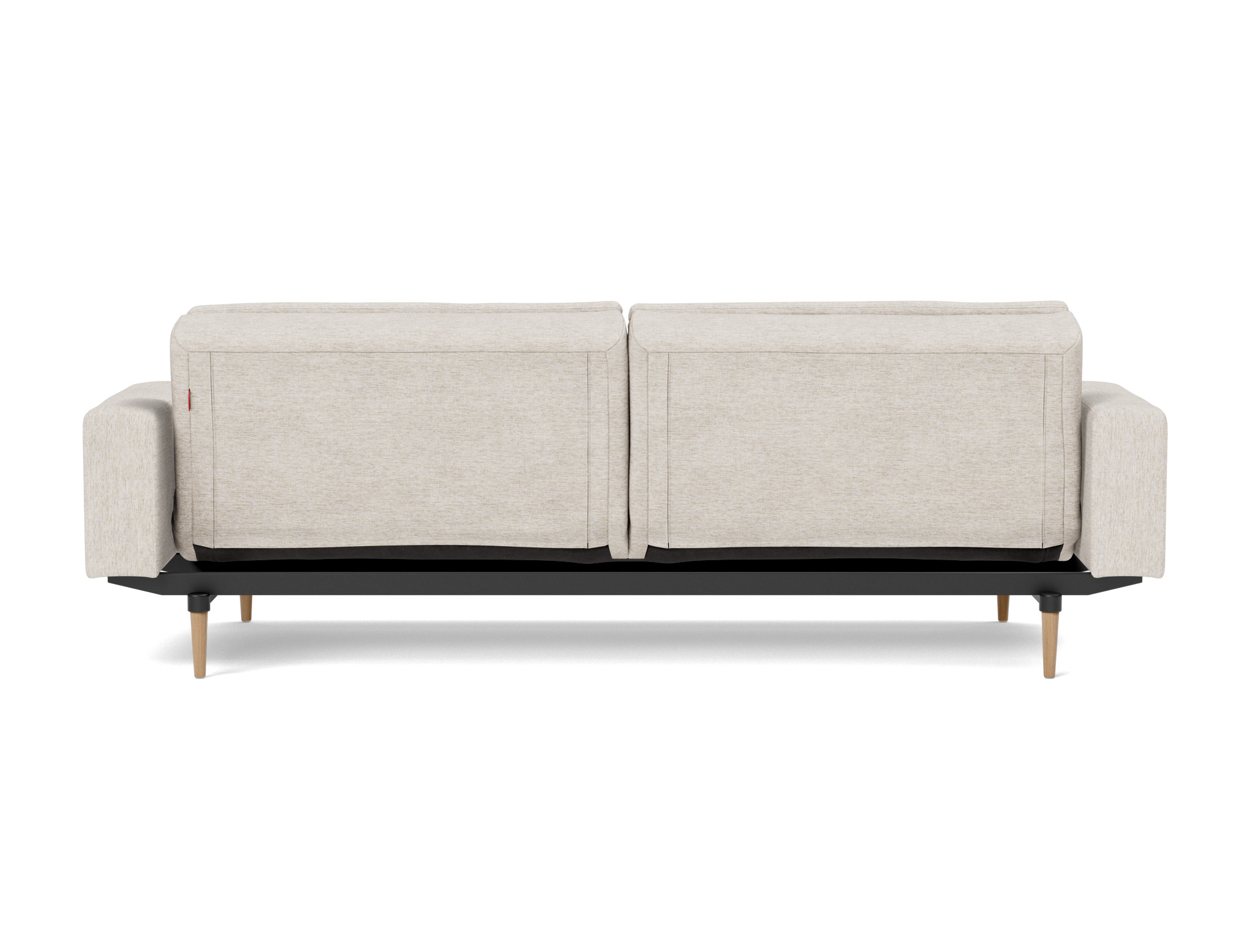Schlafsofa Dublexo mit Armlehnen Chenille Yuveno 470-Natural Beine Styletto Eiche hell