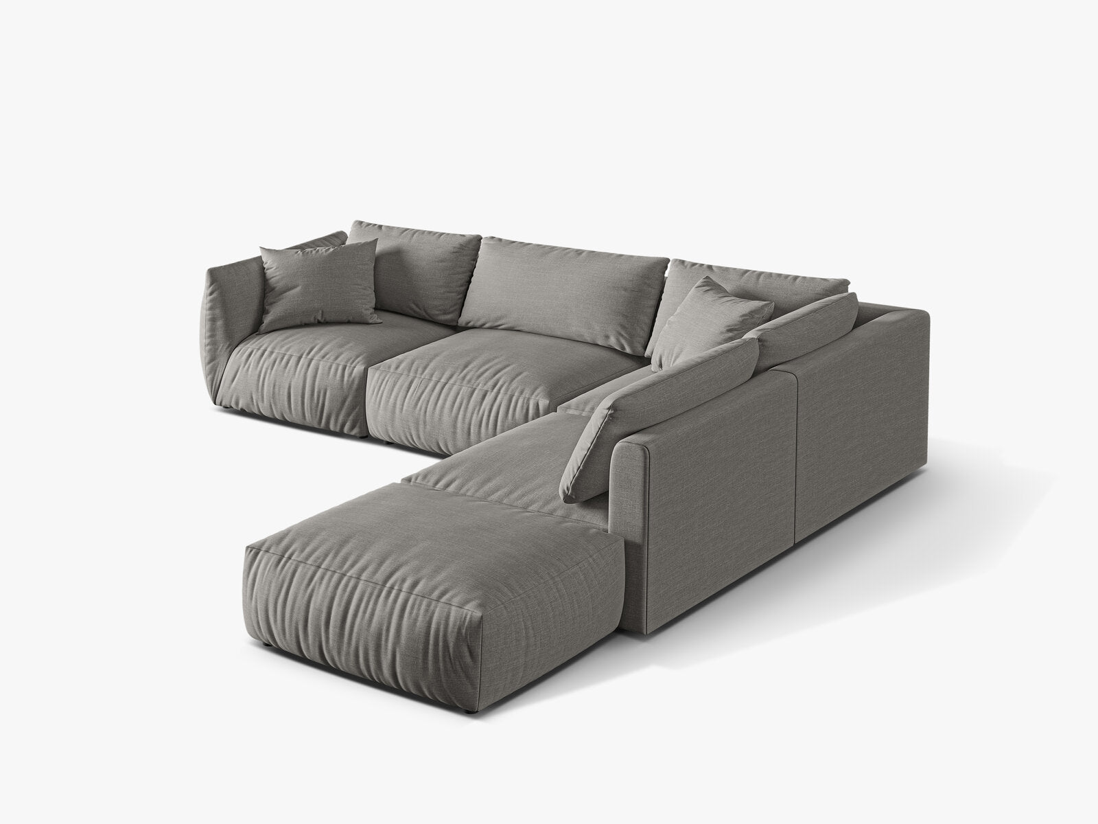 Micadoni Modulares Ecksofa Chris 4-Sitzer Rechts Strukturierter Stoff Warmes Grau