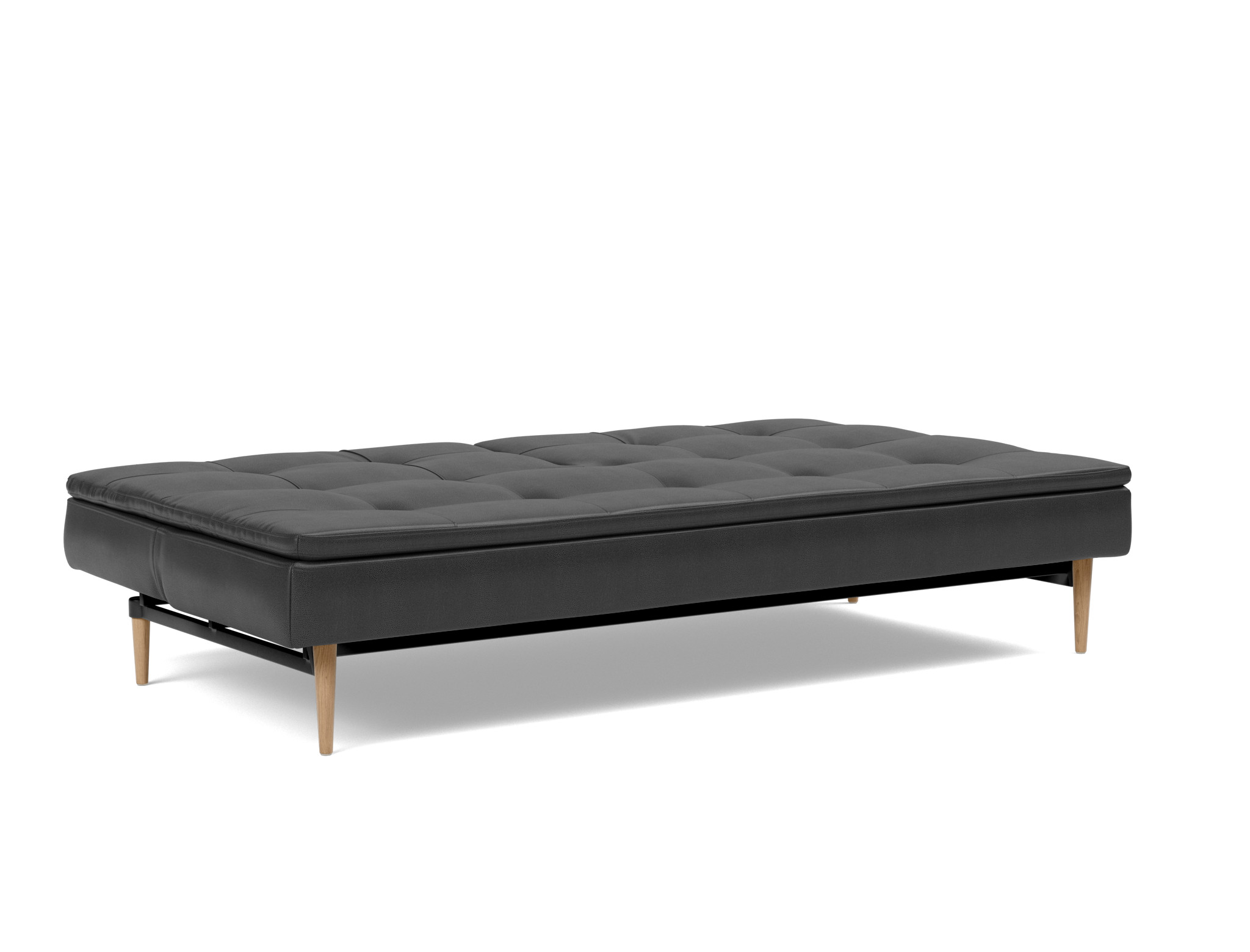 Schlafsofa Dublexo Lederoptik Faunal 550-Black Beine Styletto Eiche hell