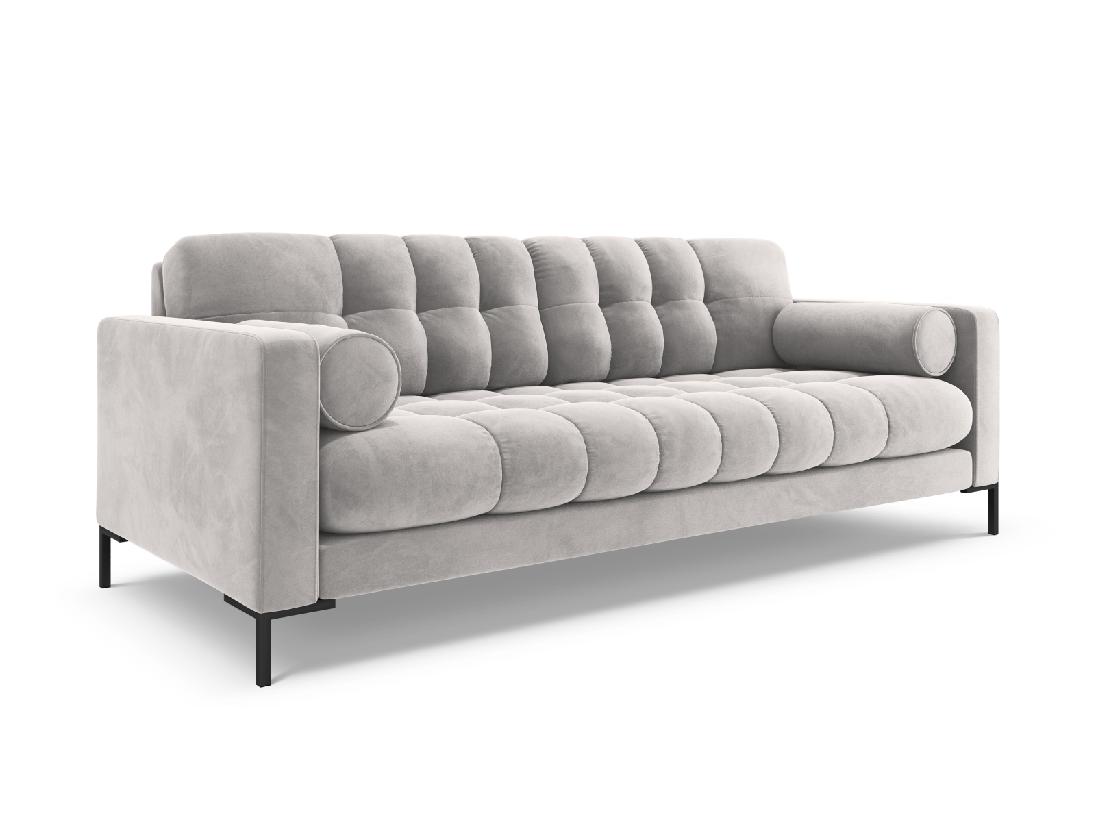 Cosmopolitan Design Sofa Bali 4-Sitzer Samt Bluvel Silber Beine Schwarzes Metall