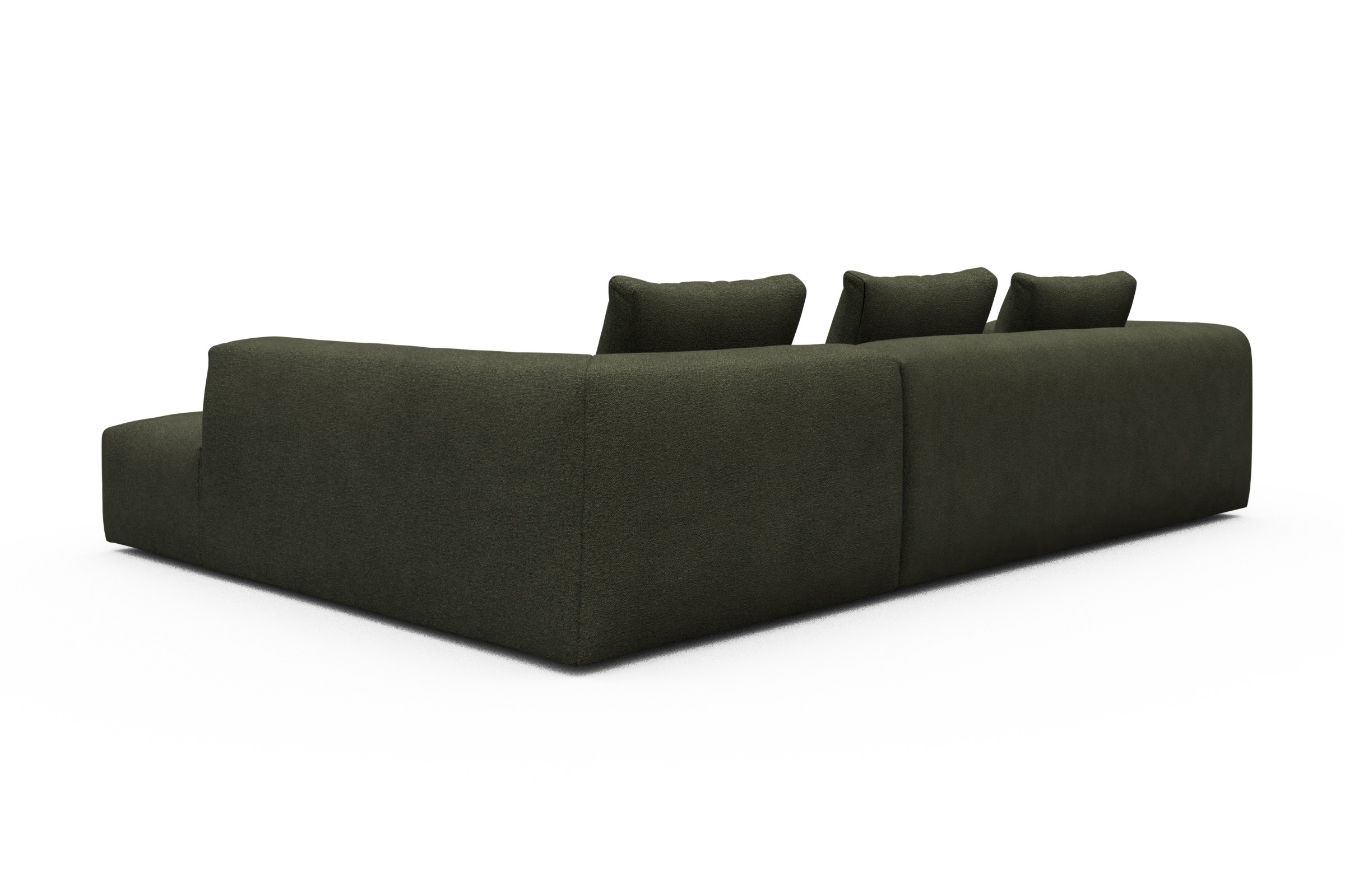 Ecksofa Fred Relax-Ecke rechts mit 2,5-Sitzer Boucle-Forest-Green