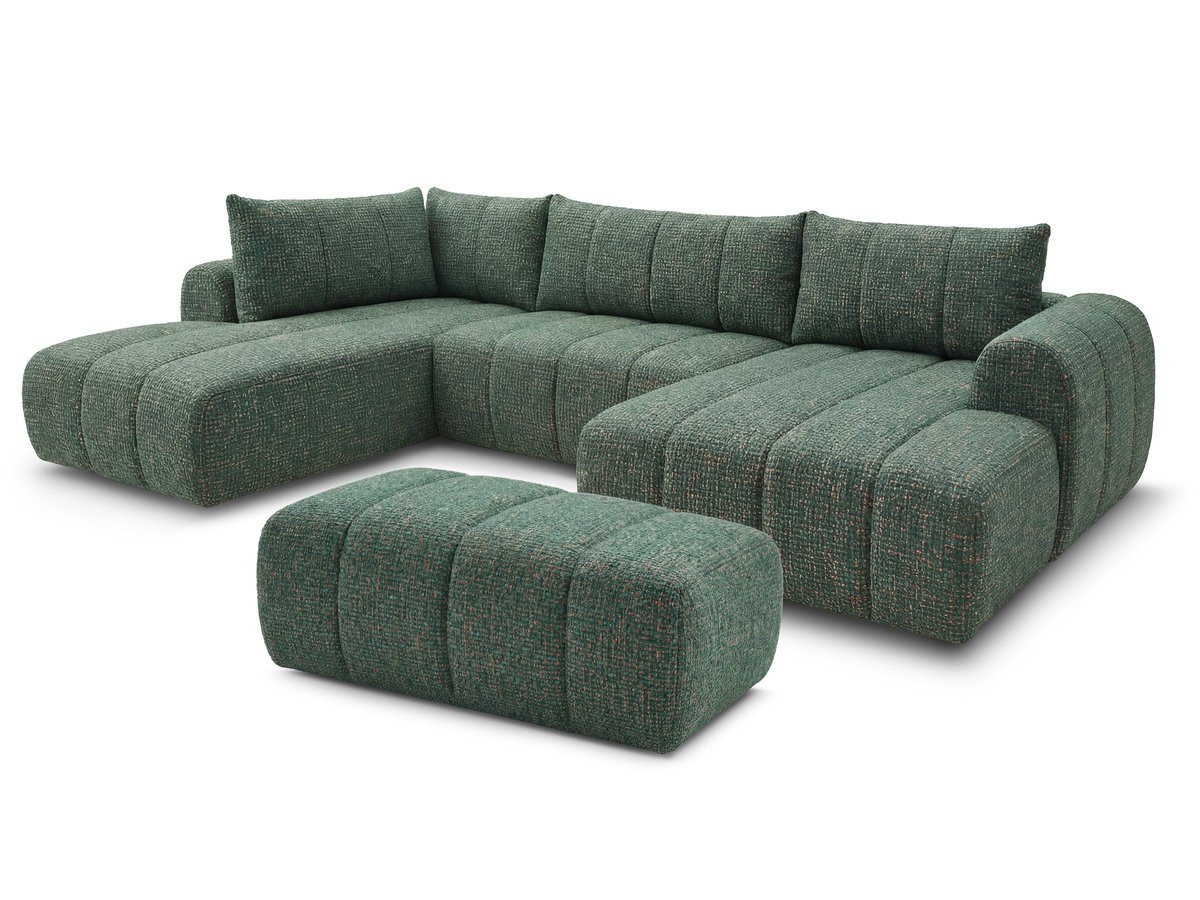 Bobochic Nesty Wohnlandschaft mit Pouf Melange-Stoff Dunkelgrün Ecke rechts