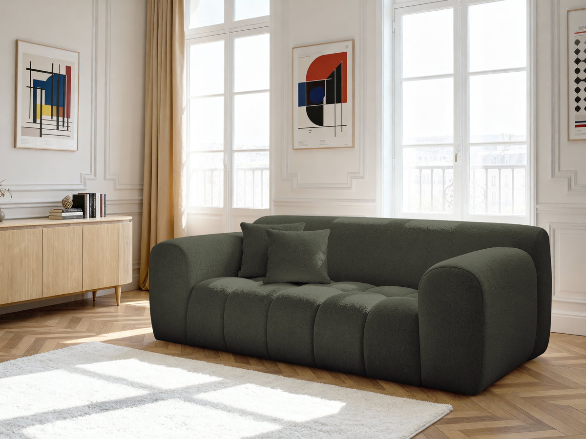 Bobochic Melisse Sofa 2-Sitzer Melange-Stoff Grün