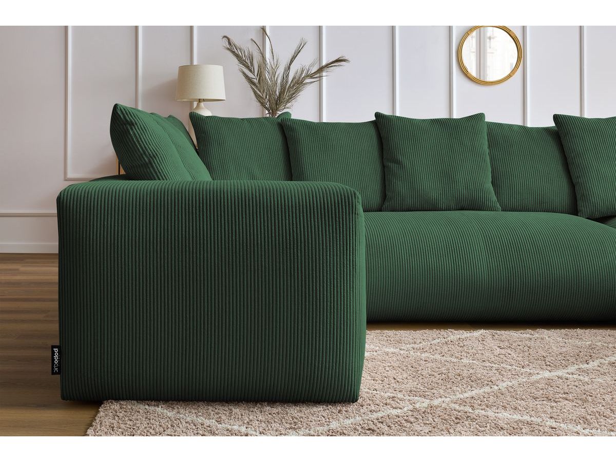 Bobochic Voltaire Wohnlandschaft mit Pouf 356 × 214 cm Cordsamt Grün Ecke rechts