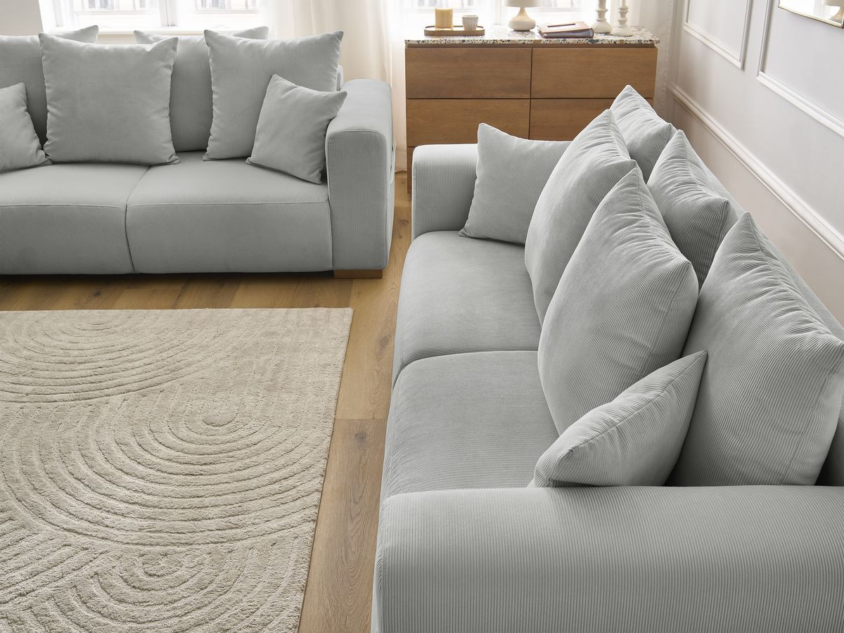 Bobochic Sidonie Sofa 5-Sitzer Cordsamt Hellgrau