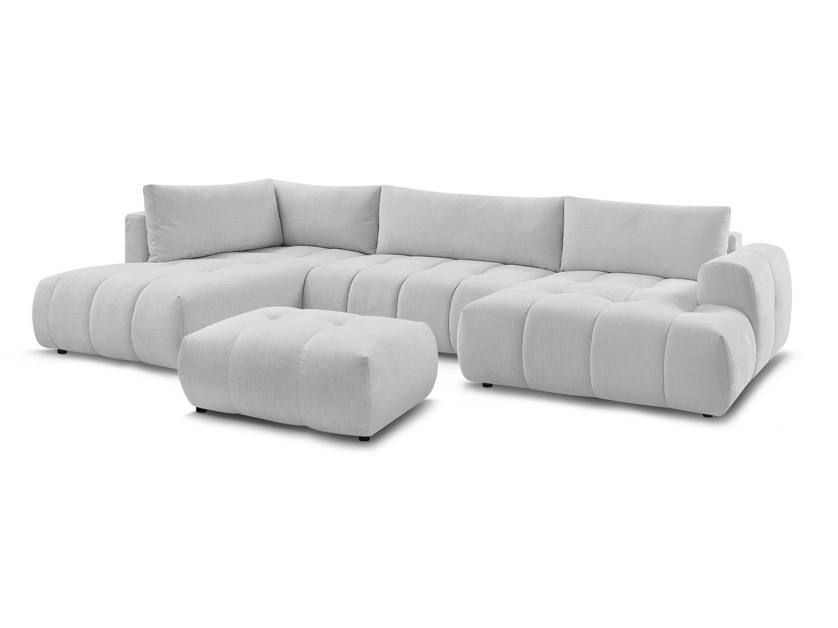 Bobochic Fuji Wohnlandschaft mit Pouf Stoff Hellgrau Ecke rechts