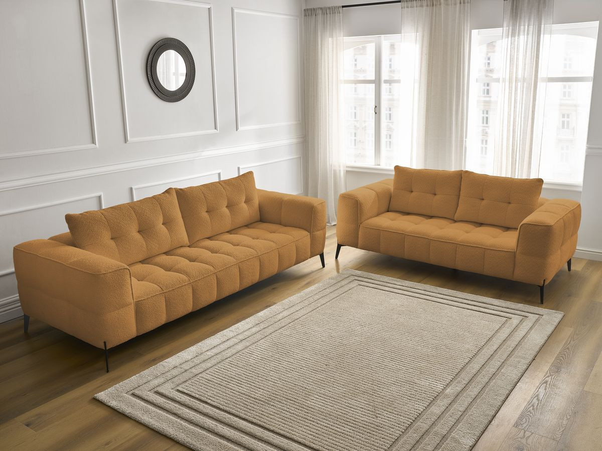 Bobochic Anis Sofa 5-Sitzer Bouclé-Stoff Gelb