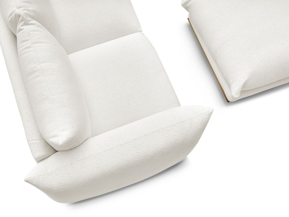 Bobochic Ernest Sofa 3-Sitzer mit Pouf 193 × 106 cm Bouclé-Stoff Weiß