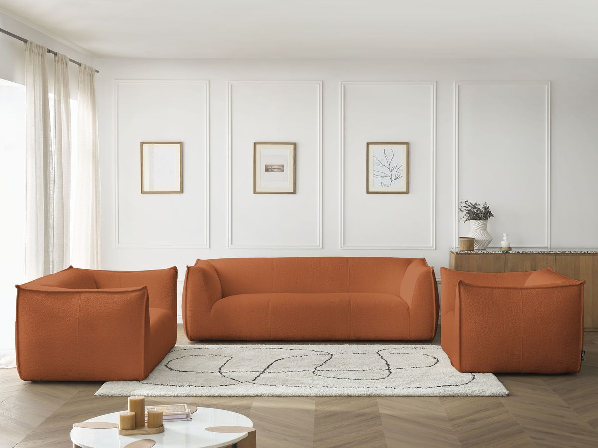 Bobochic Giorgia Sofa 5-Sitzer 534 × 100 cm Bouclé-Stoff Orange