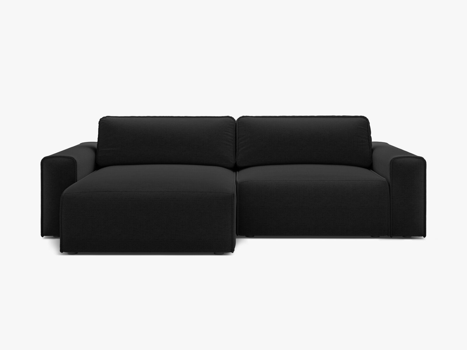 Micadoni Ecksofa Victor 3-Sitzer mit Schlaffunktion Links Strukturierter Stoff Schwarz