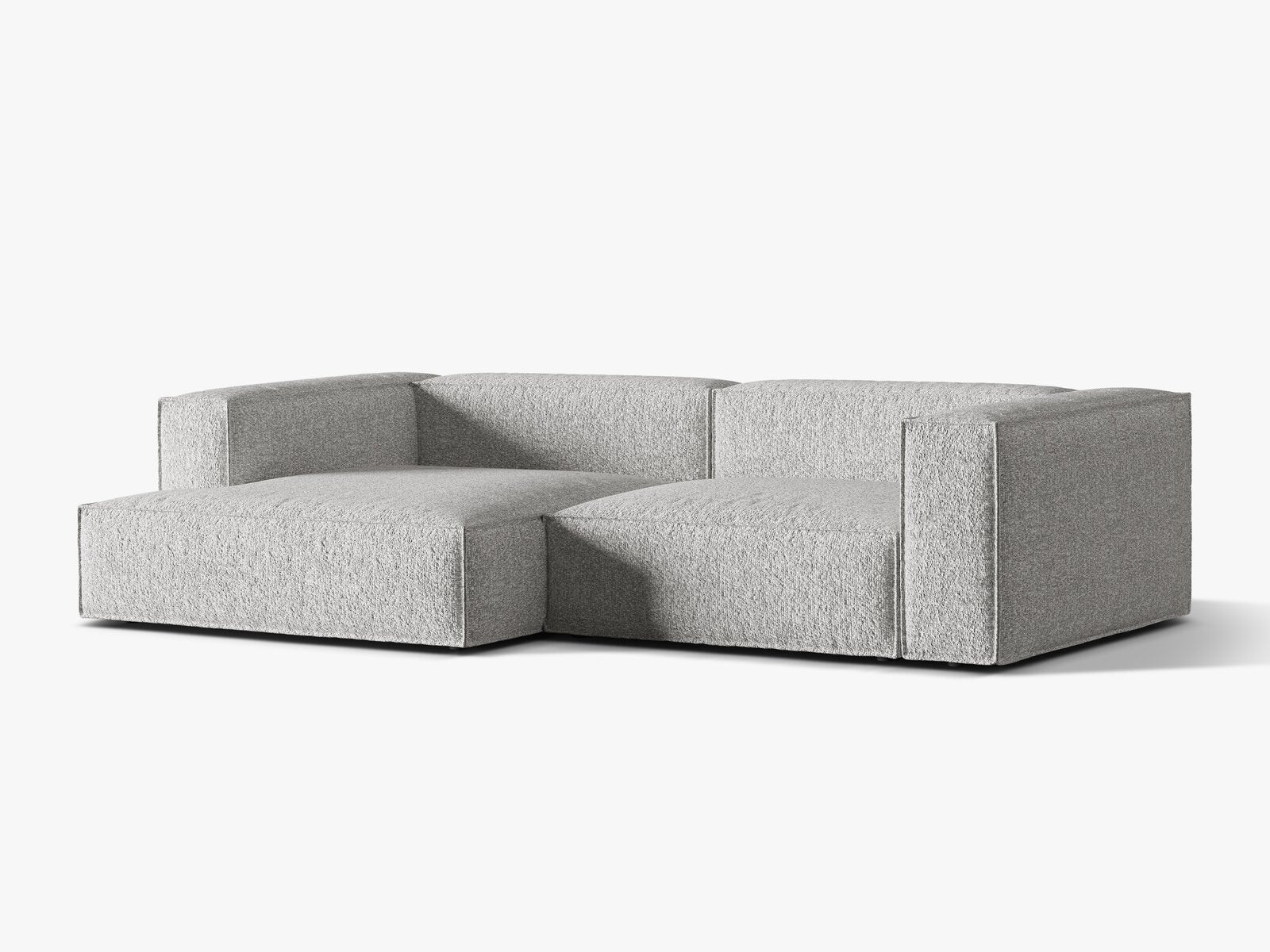 Micadoni Ecksofa Nuria 4-Sitzer Links Boucle Silber