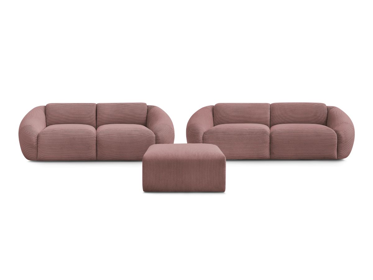 Bobochic Tina Sofa 6-Sitzer mit Pouf Cordsamt Rosa