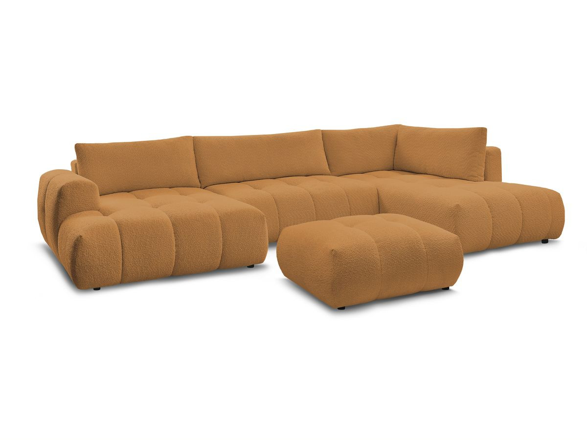 Bobochic Fuji Wohnlandschaft mit Pouf Bouclé-Stoff Gelb Ecke links