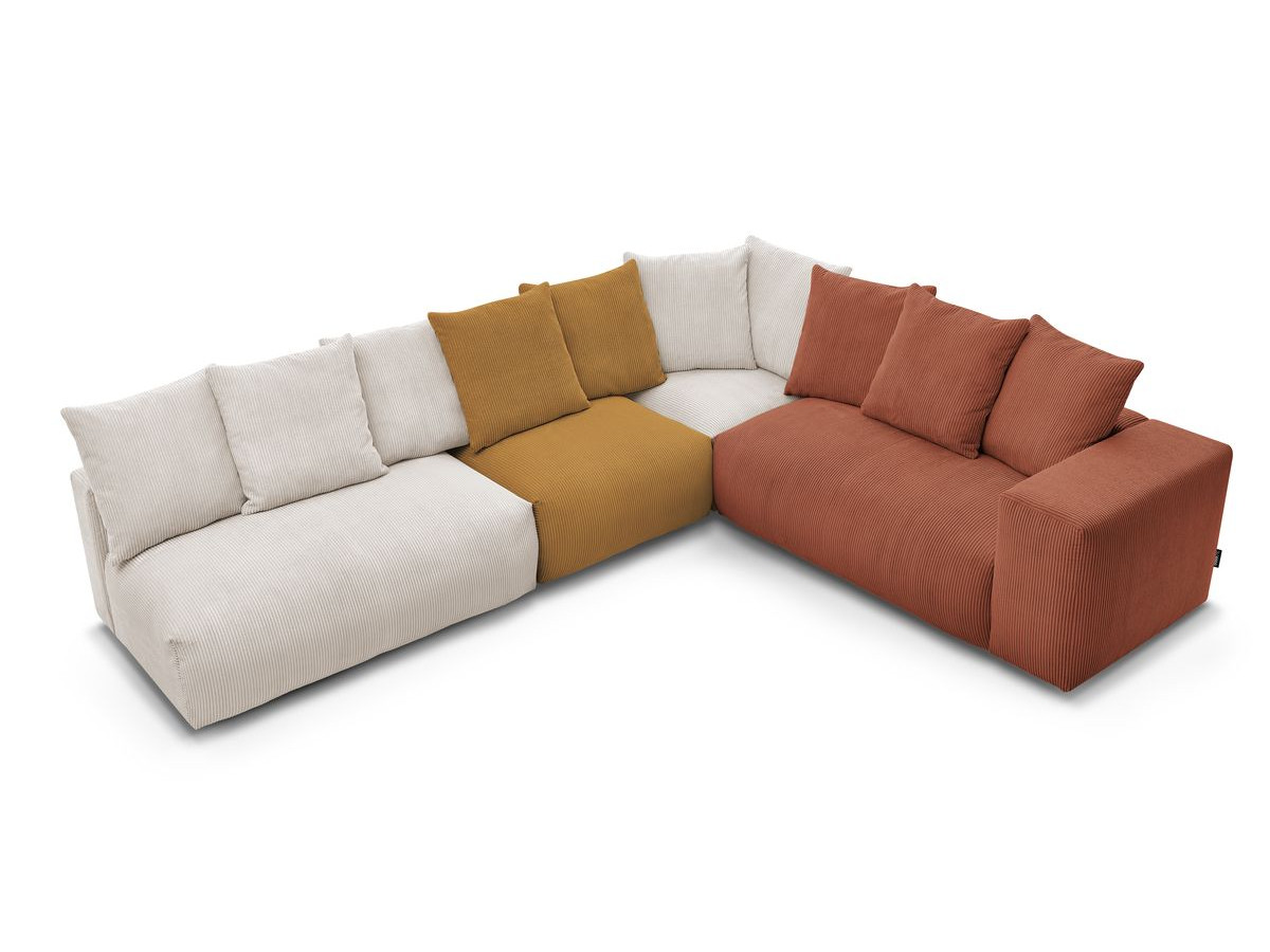 Bobochic Voltaire Ecksofa 322 × 268 cm Cordsamt Mehrfarbig Ecke rechts