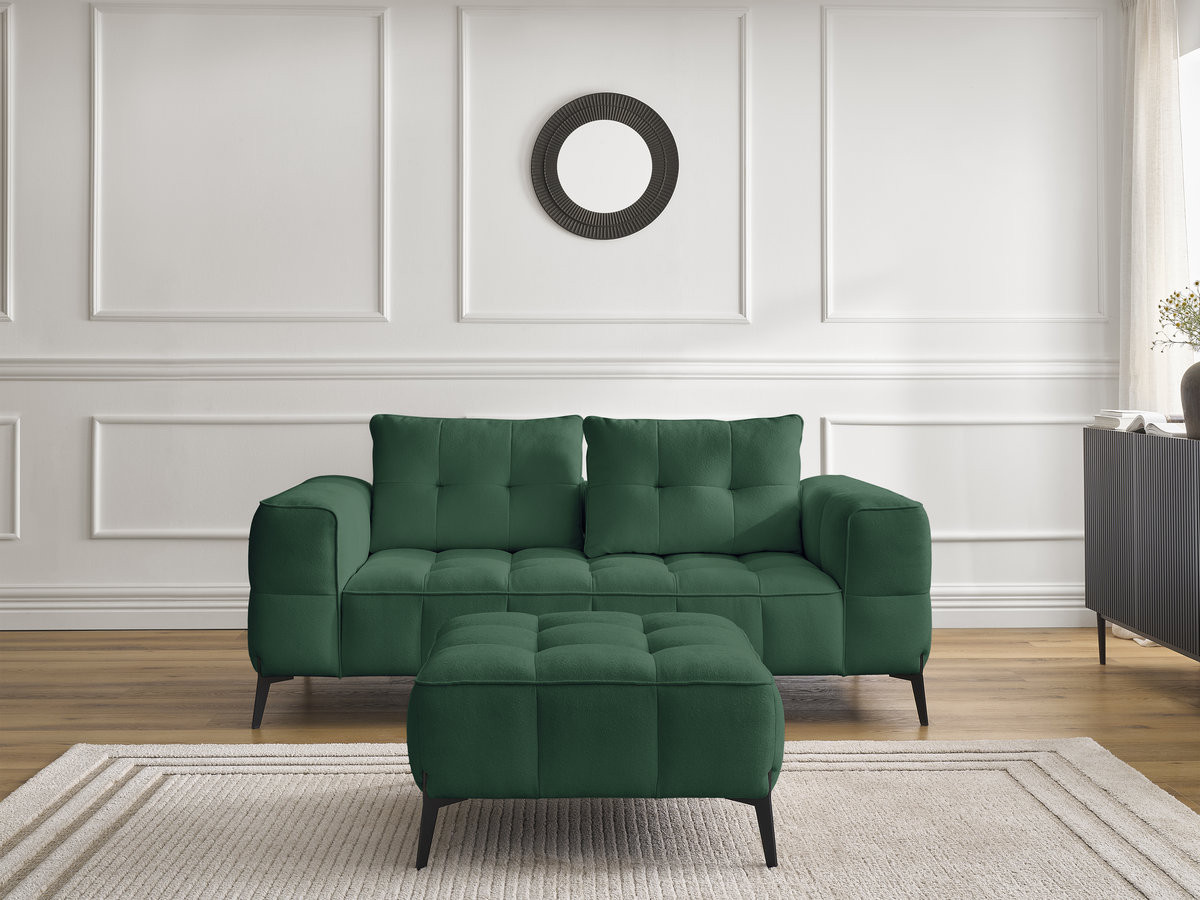 Bobochic Anis Sofa 2-Sitzer mit Pouf Strukturstoff Grün